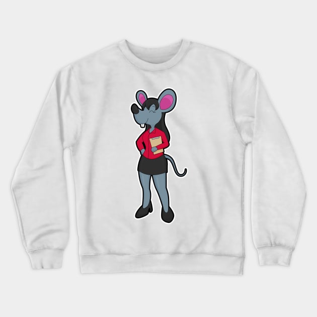 Mouse as Secretary with Notepad Crewneck Sweatshirt by Markus Schnabel